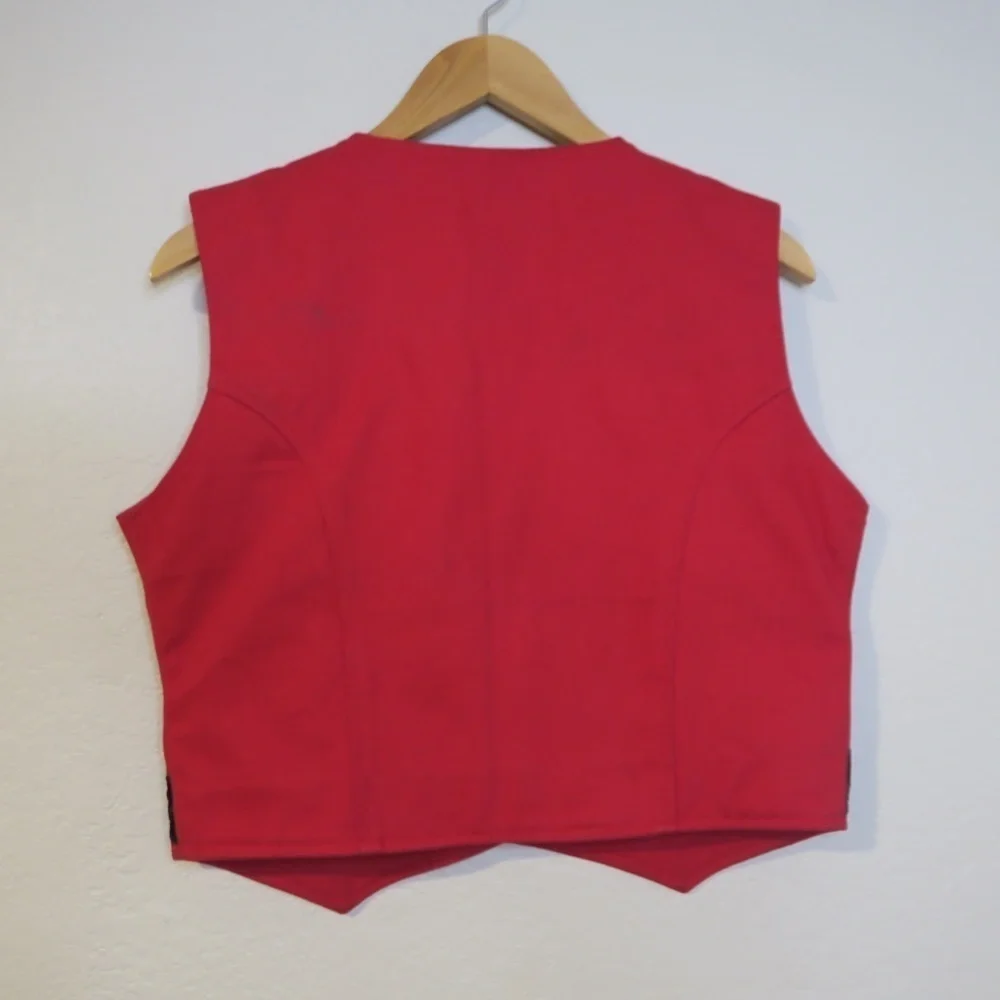 Valencia Red Western Crop Vest Cowboy Cowgirl Boho Button‎ Up Festival Concert